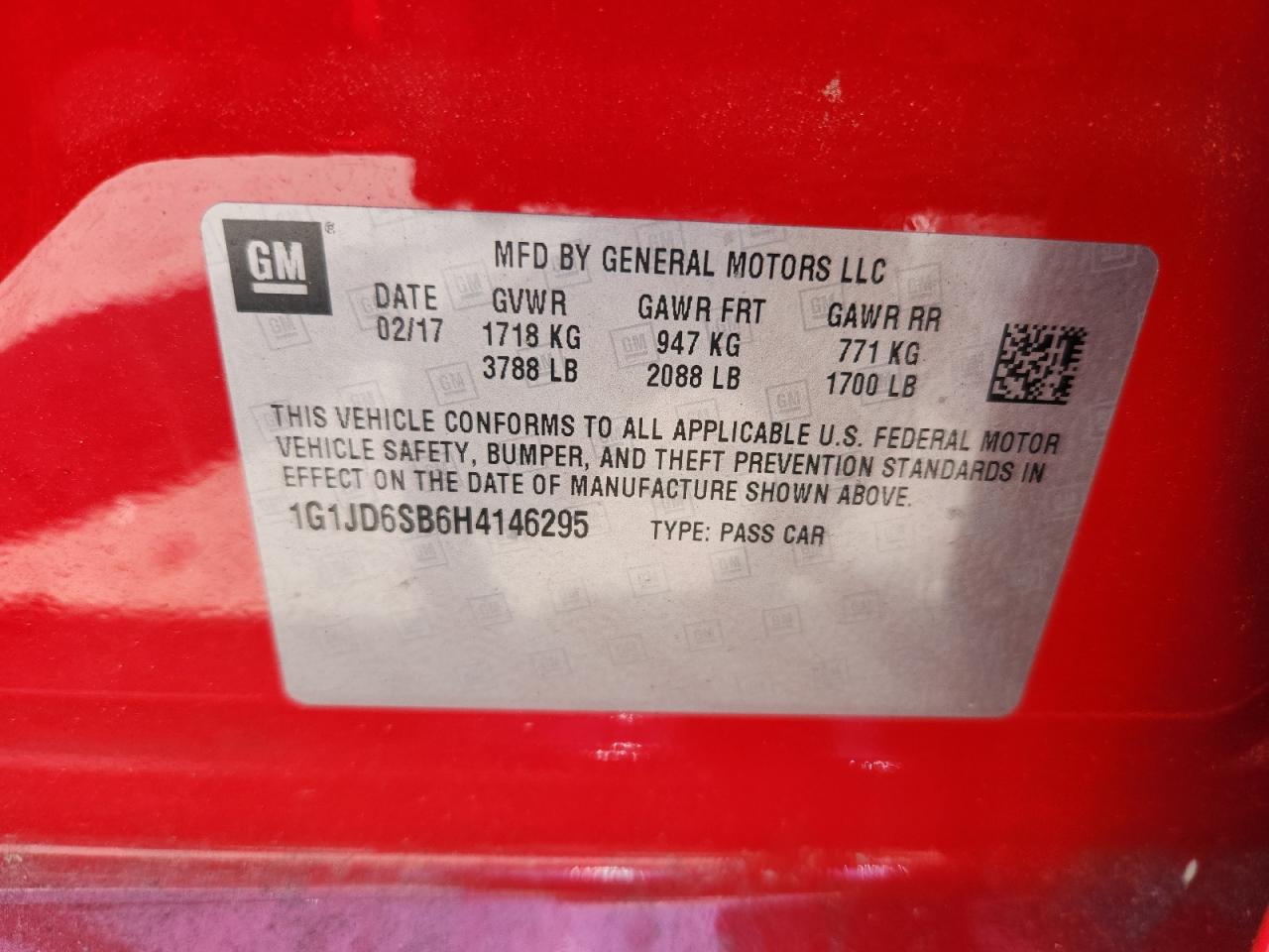2017 Chevrolet Sonic Lt VIN: 1G1JD6SB6H4146295 Lot: 66942605