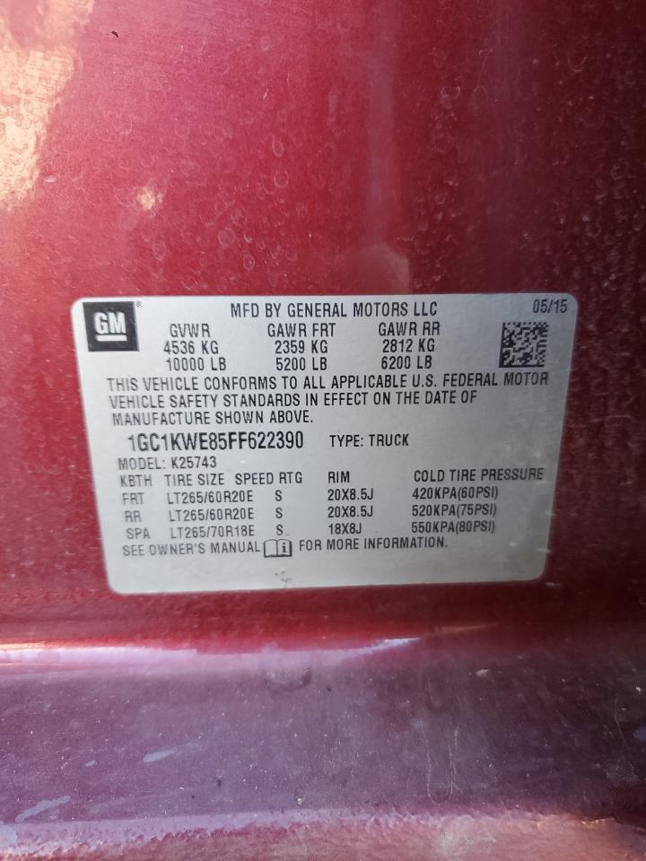 2015 Chevrolet Silverado K2500 Heavy Duty Ltz VIN: 1GC1KWE85FF622390 Lot: 68325495
