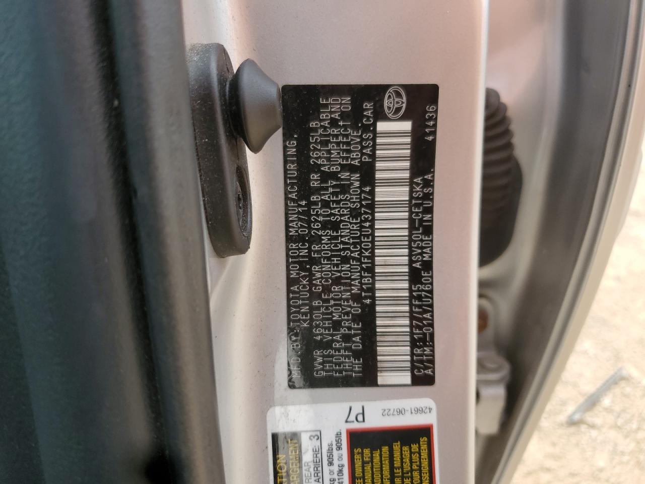 4T1BF1FK0EU437174 2014 Toyota Camry L