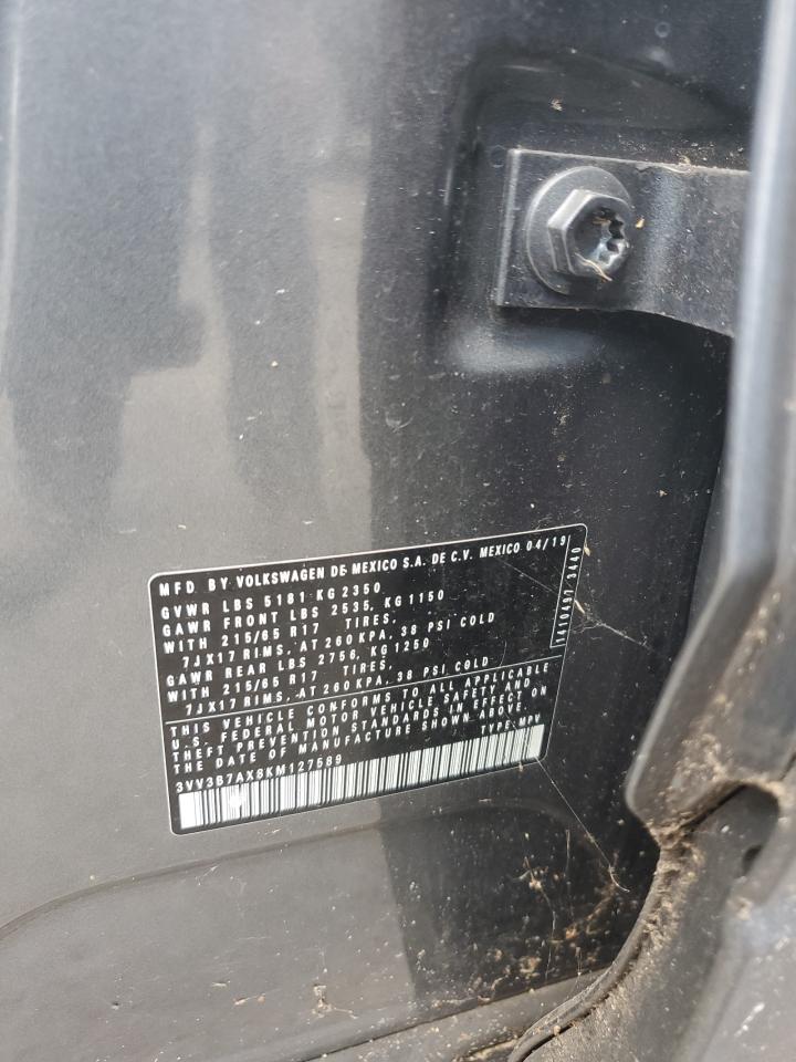 2019 Volkswagen Tiguan Se VIN: 3VV3B7AX8KM127589 Lot: 69314715