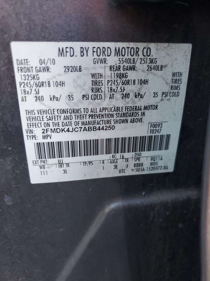 2010 Ford Edge Sel VIN: 2FMDK4JC7ABB44250 Lot: 70031005