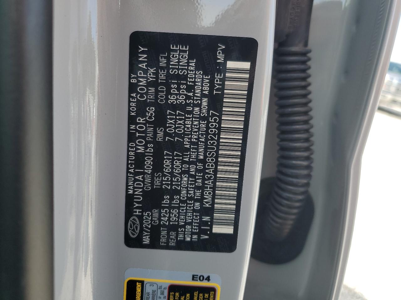 2025 Hyundai Kona Se VIN: KM8HA3AB8SU329957 Lot: 70833145