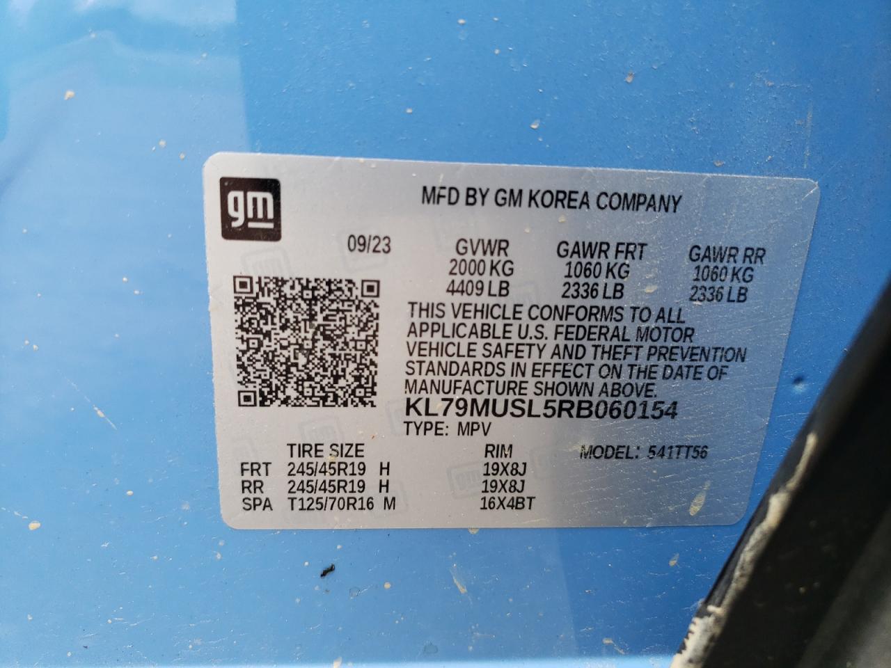 2024 Chevrolet Trailblazer Rs VIN: KL79MUSL5RB060154 Lot: 70358255