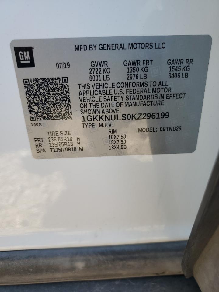 2019 GMC Acadia Slt-1 VIN: 1GKKNULS0KZ296199 Lot: 70228705