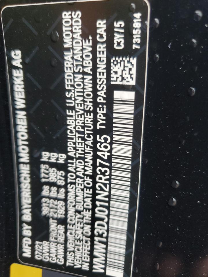 2022 Mini Cooper Se VIN: WMW13DJ01N2R37465 Lot: 69832975