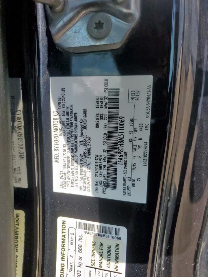 2021 Ford Mustang VIN: 1FA6P8TH8M5110069 Lot: 68392945