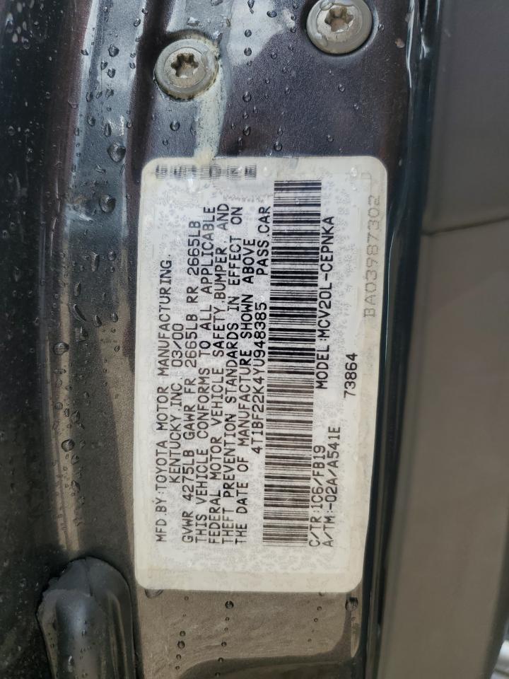 2000 Toyota Camry Le VIN: 4T1BF22K4YU948385 Lot: 69857315
