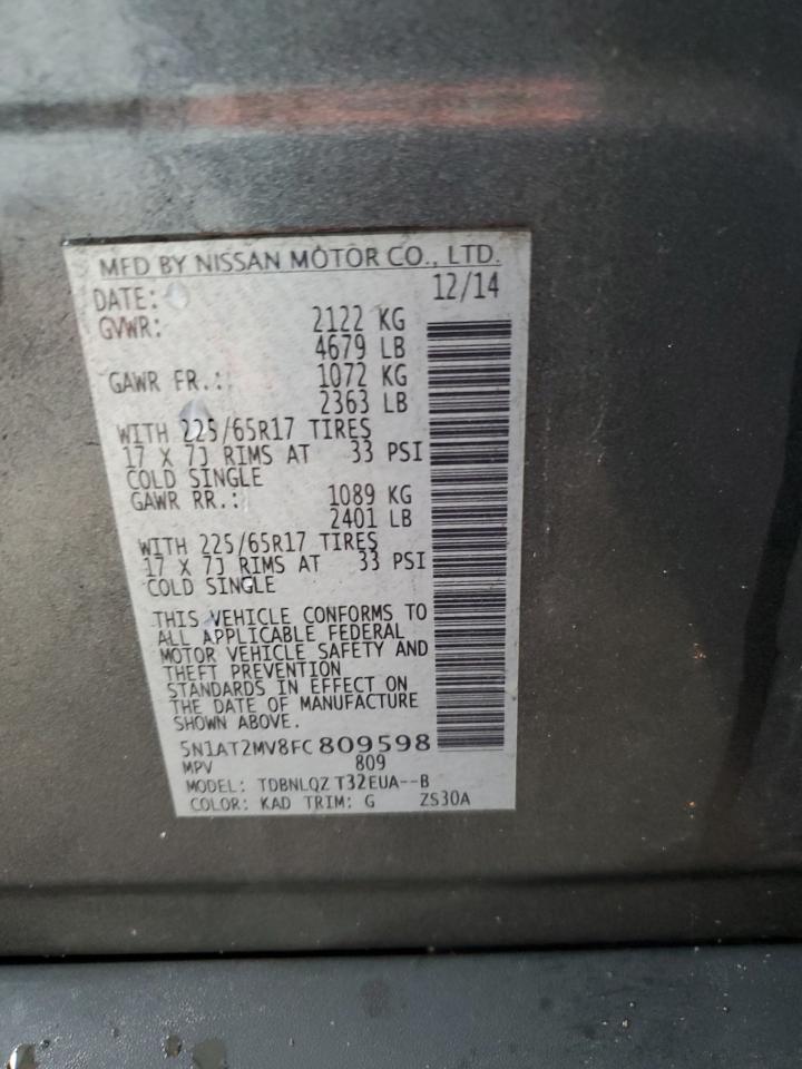 5N1AT2MV8FC809598 2015 Nissan Rogue S