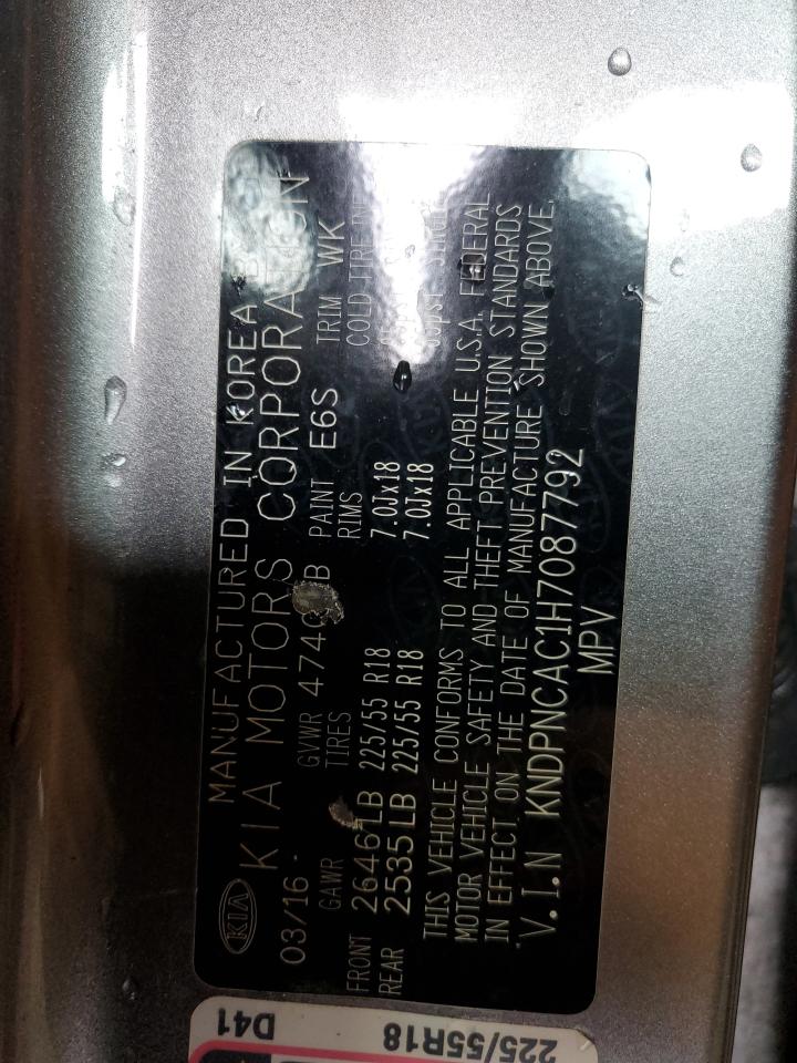 2017 Kia Sportage Ex VIN: KNDPNCAC1H7087792 Lot: 69474165