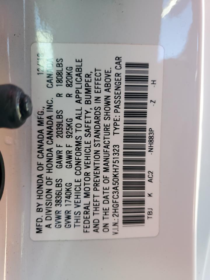 2019 Honda Civic Si VIN: 2HGFC3A50KH751323 Lot: 70665075