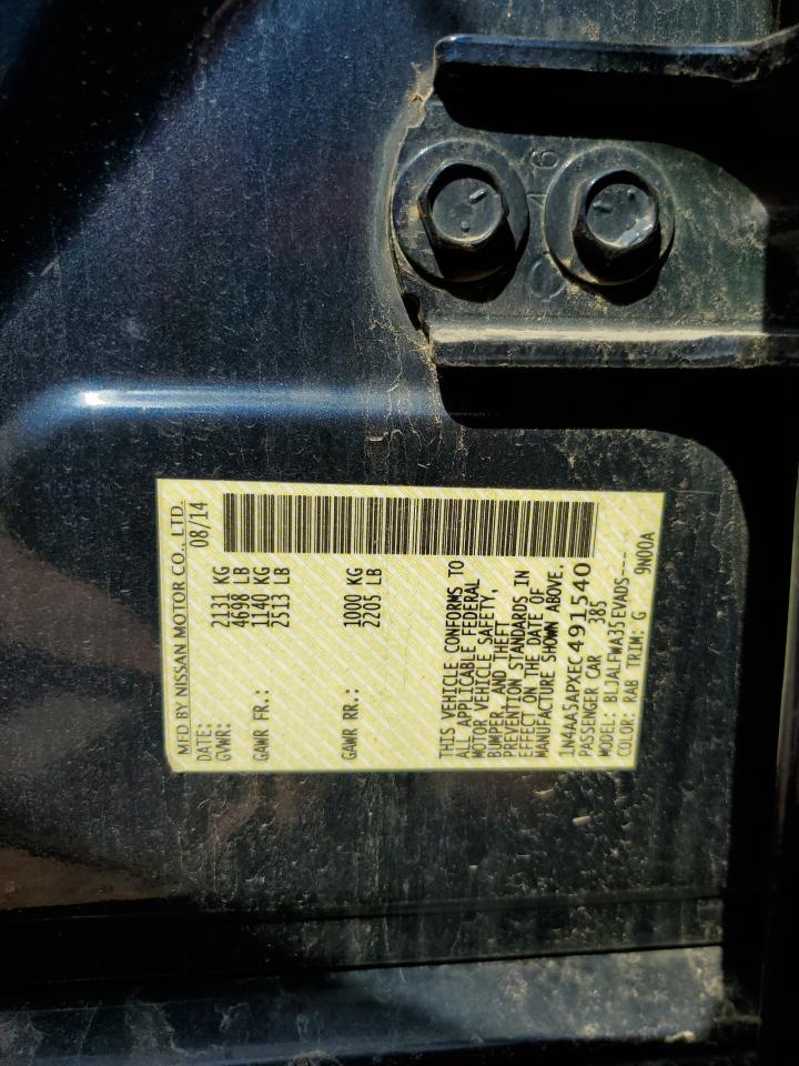 2014 Nissan Maxima S VIN: 1N4AA5APXEC491540 Lot: 67419395