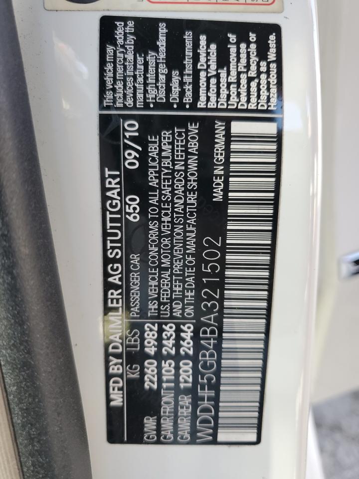 2011 Mercedes-Benz E 350 VIN: WDDHF5GB4BA321502 Lot: 70123085