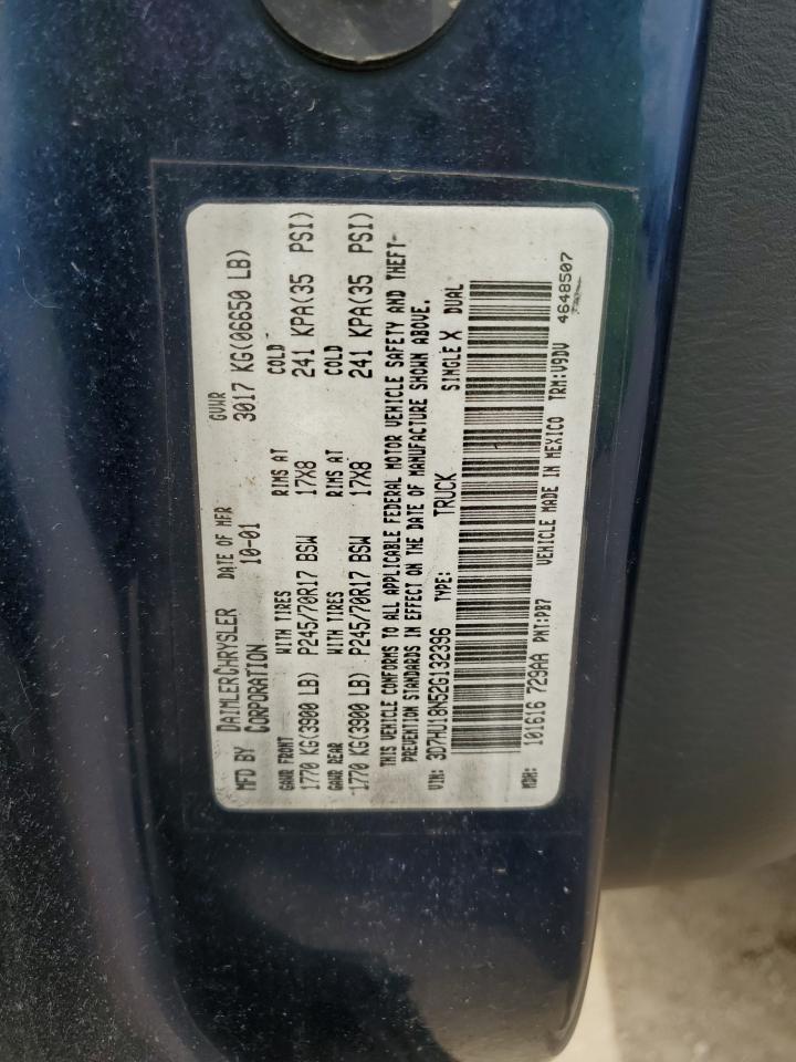 2002 Dodge Ram 1500 VIN: 3D7HU18N52G132396 Lot: 70178735