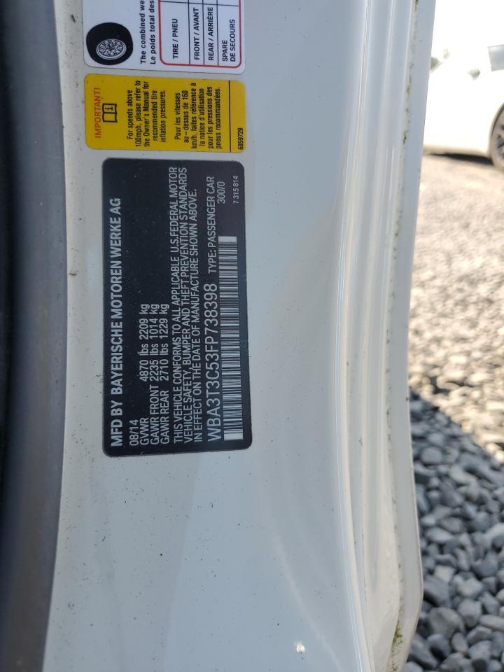 2015 BMW 435 I VIN: WBA3T3C53FP738398 Lot: 70923095