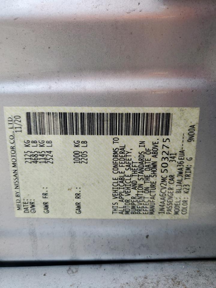 2021 Nissan Maxima Sv VIN: 1N4AA6CV2MC503275 Lot: 67471475