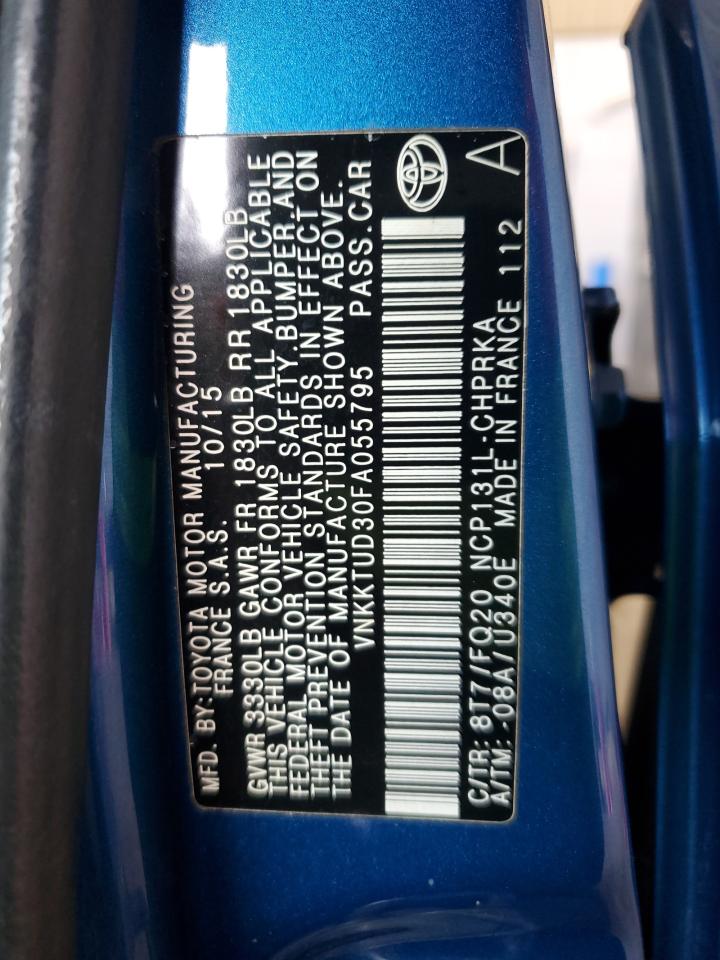 2015 Toyota Yaris VIN: VNKKTUD30FA055795 Lot: 70850255