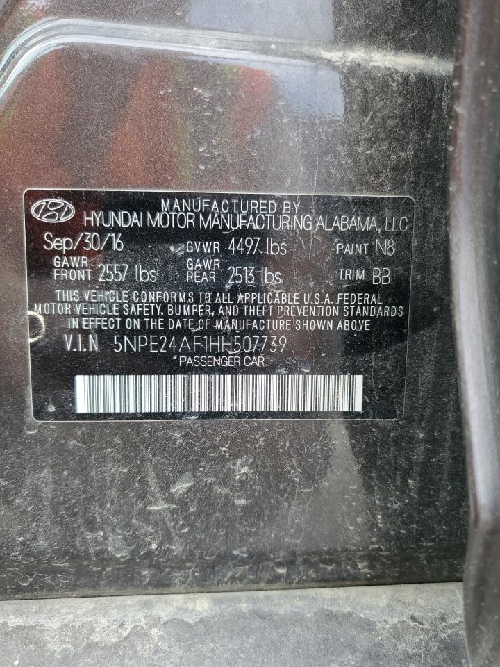 2017 Hyundai Sonata Se VIN: 5NPE24AF1HH507739 Lot: 66636505
