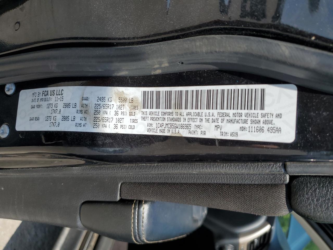 2016 Jeep Cherokee Latitude VIN: 1C4PJMCB5GW186965 Lot: 68426585