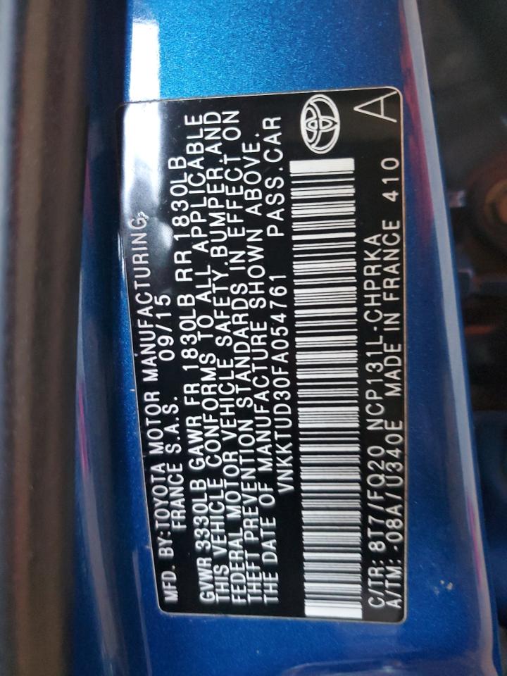 2015 Toyota Yaris VIN: VNKKTUD30FA054761 Lot: 70493505