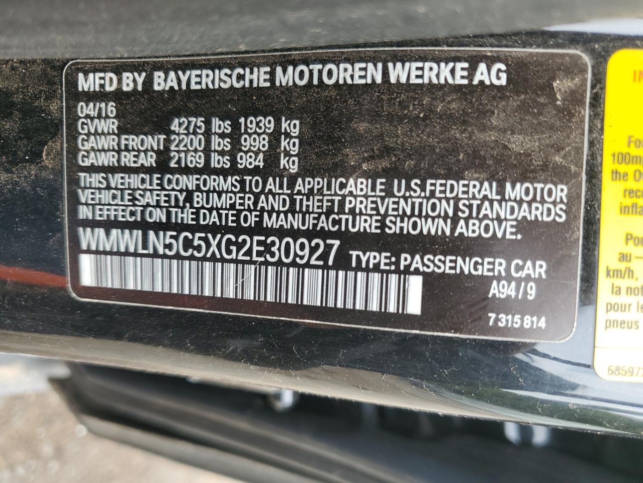 WMWLN5C5XG2E30927 2016 Mini Cooper Clubman