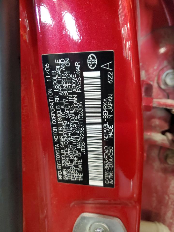 2007 Toyota Yaris VIN: JTDBT923671102306 Lot: 70082335