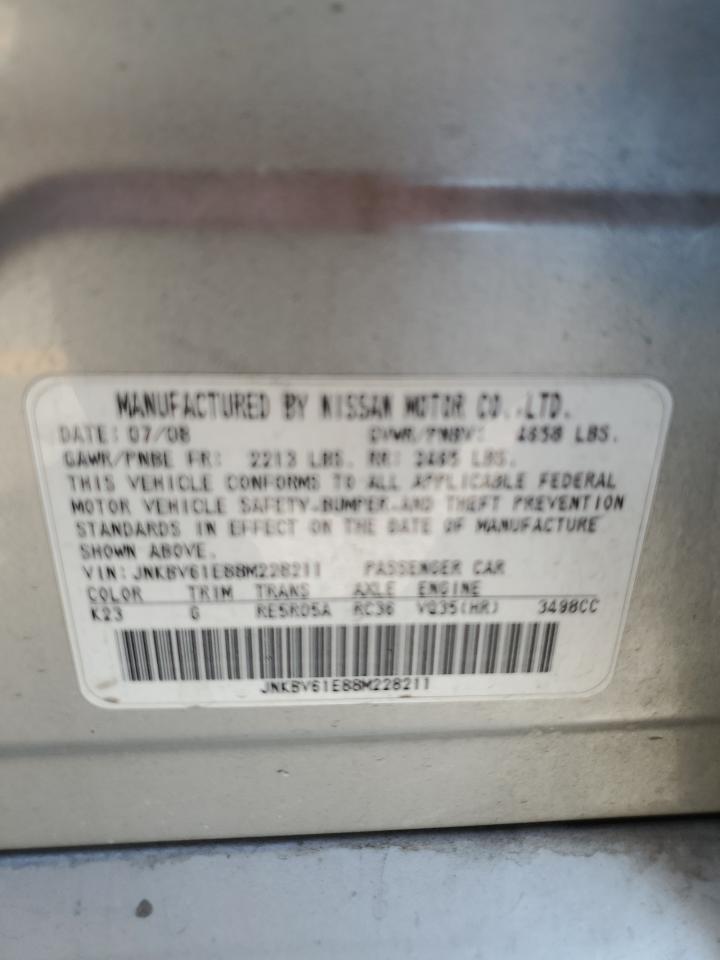 2008 Infiniti G35 VIN: JNKBV61E88M228211 Lot: 67862965