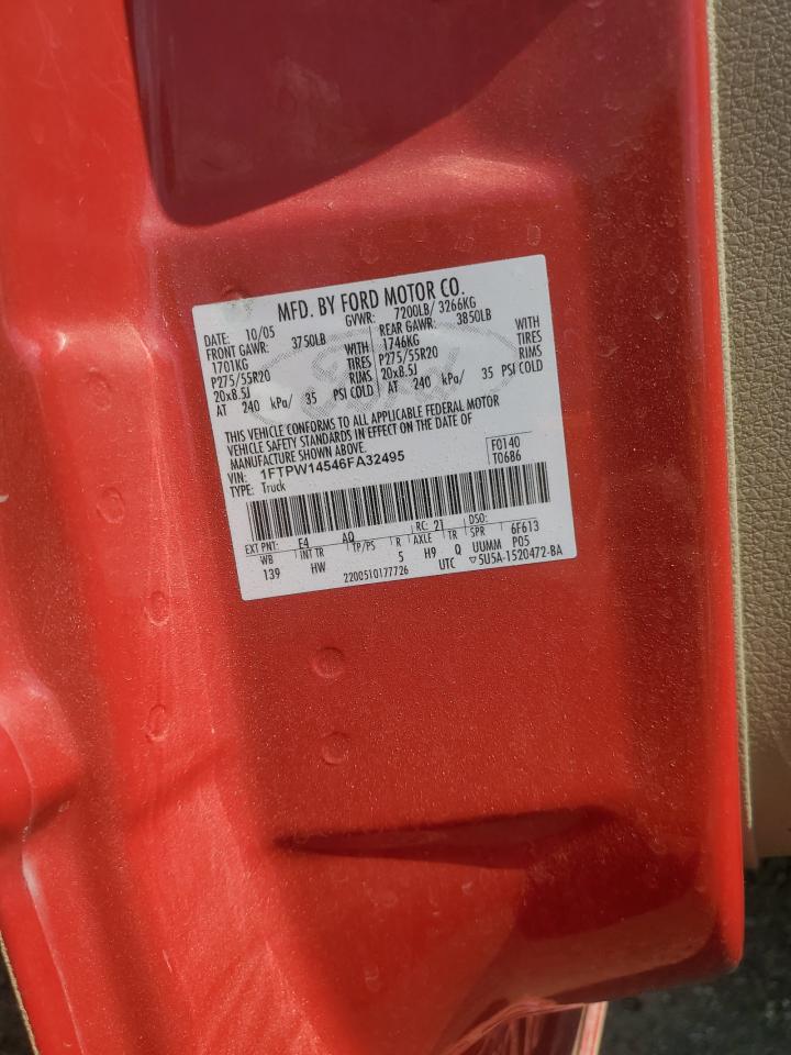 2006 Ford F150 Supercrew VIN: 1FTPW14546FA32495 Lot: 67765285