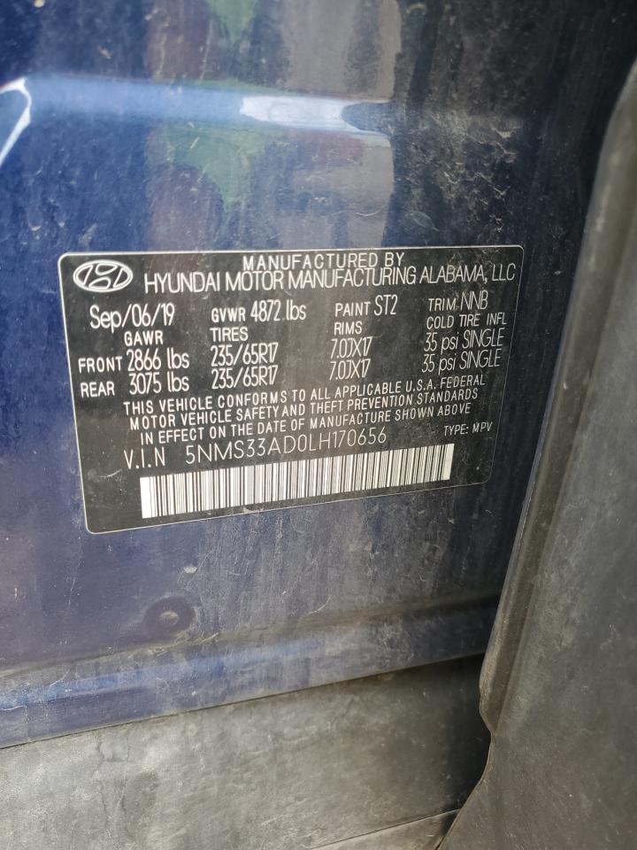 2020 Hyundai Santa Fe Sel VIN: 5NMS33AD0LH170656 Lot: 70388875