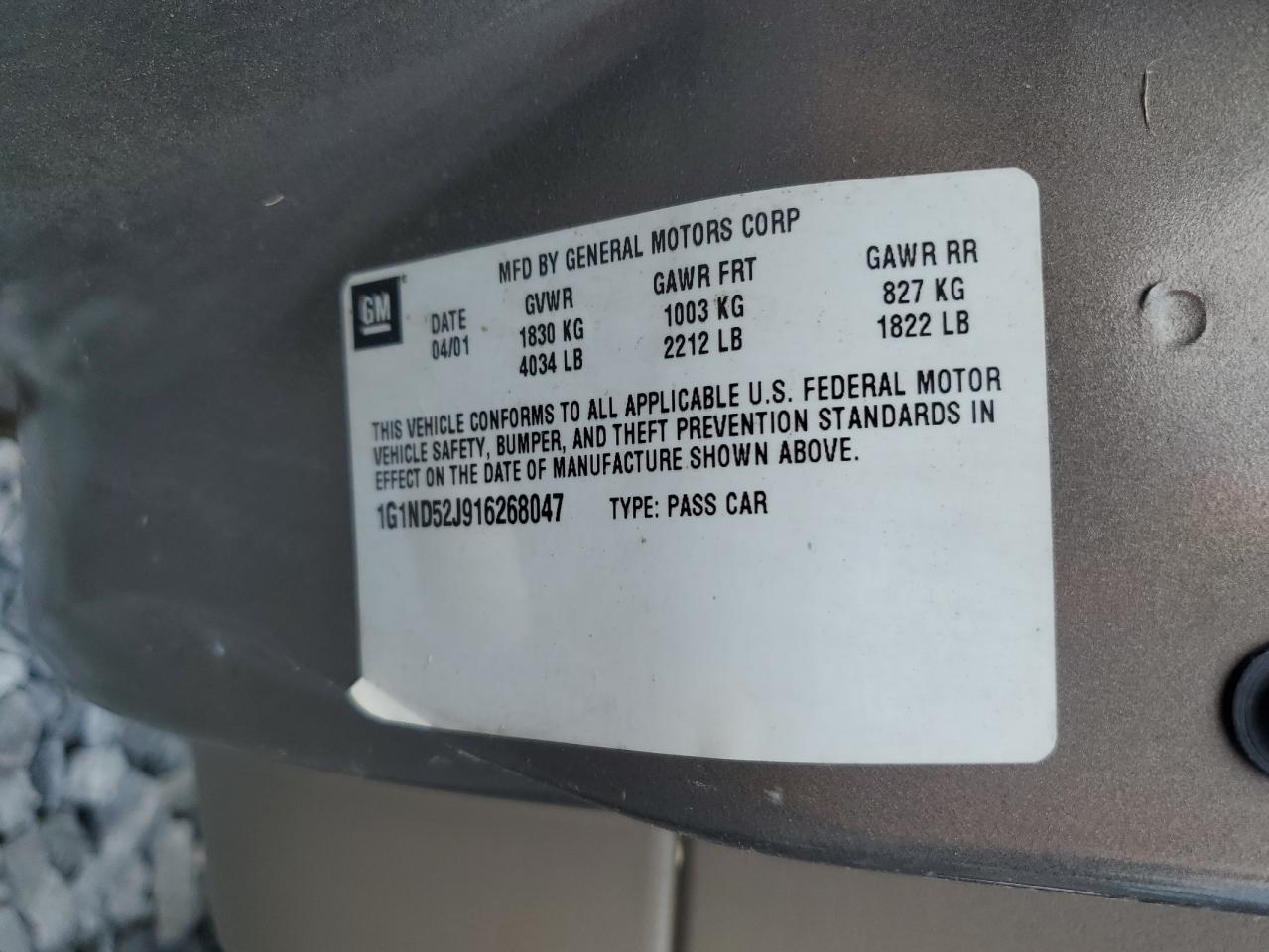 2001 Chevrolet Malibu VIN: 1G1ND52J916268047 Lot: 66633945