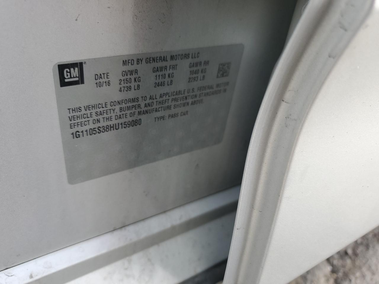 2017 Chevrolet Impala Lt VIN: 1G1105S38HU159080 Lot: 69510285