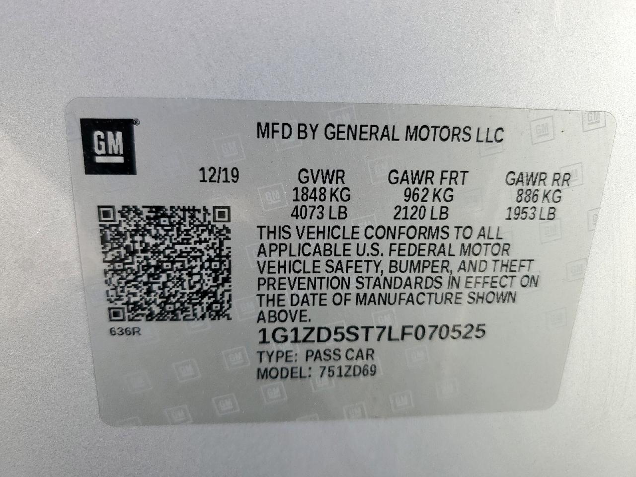 2020 Chevrolet Malibu Lt VIN: 1G1ZD5ST7LF070525 Lot: 68503955