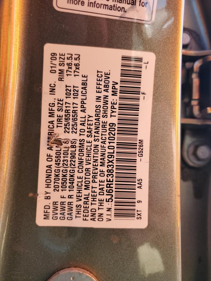 2009 Honda Cr-V Lx VIN: 5J6RE383X9L010209 Lot: 70197395