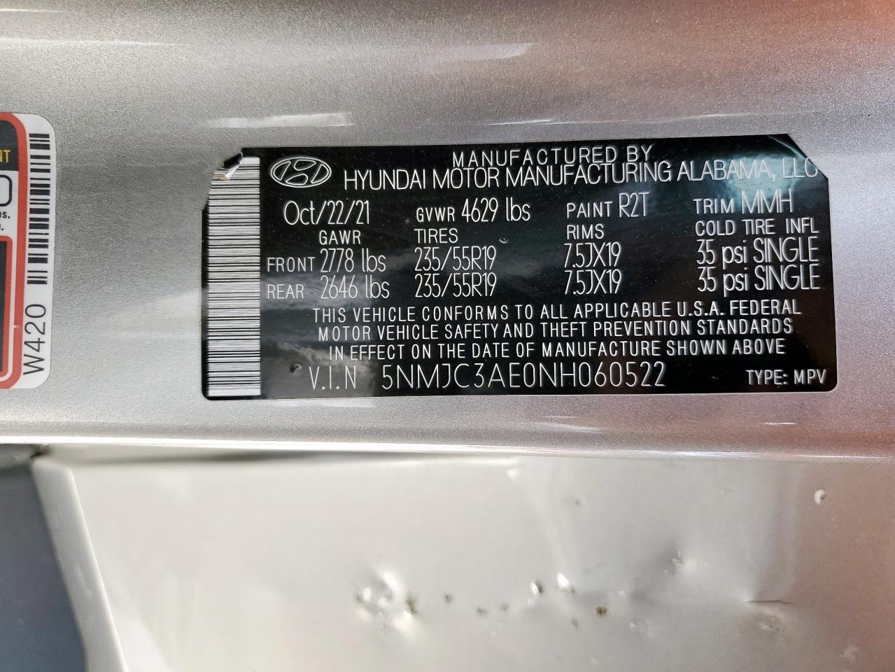 5NMJC3AE0NH060522 2022 Hyundai Tucson Sel