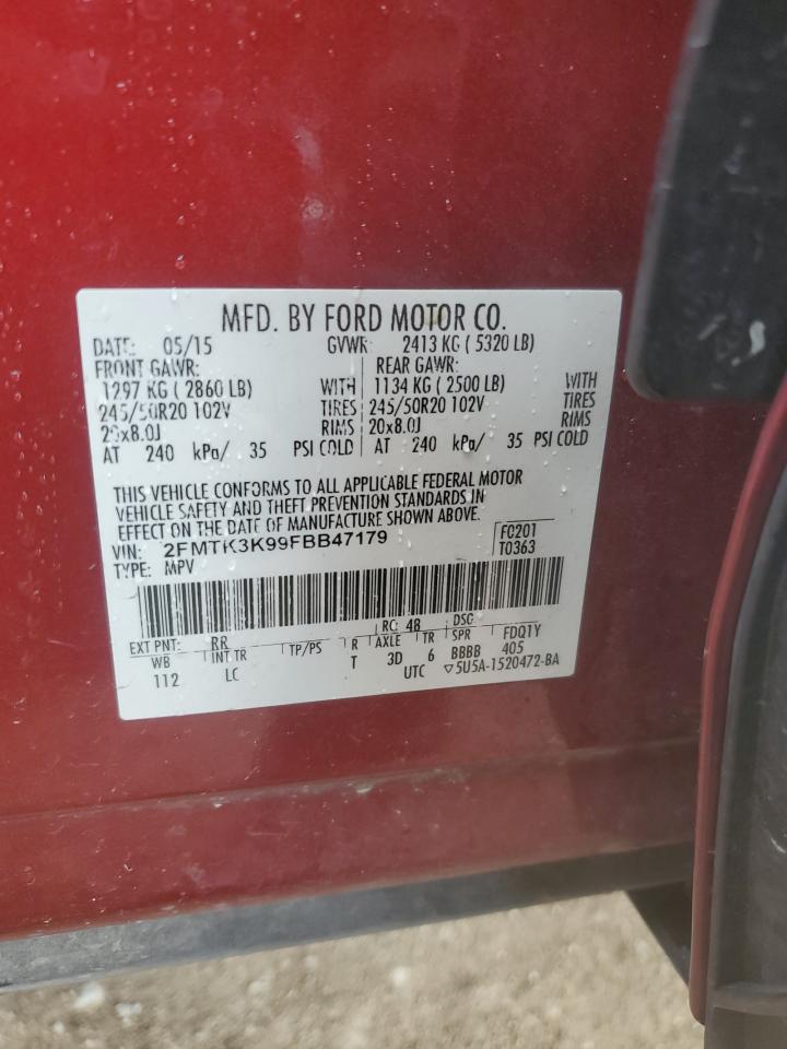 2015 Ford Edge Titanium VIN: 2FMTK3K99FBB47179 Lot: 69579725
