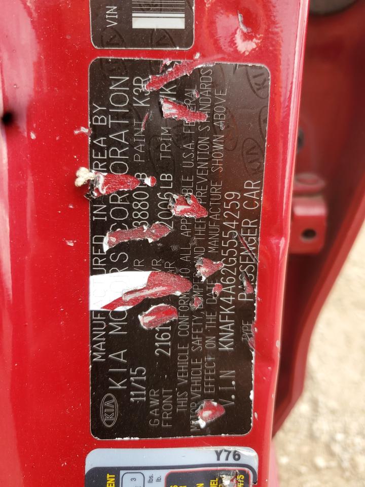 2016 Kia Forte Lx VIN: KNAFK4A62G5554259 Lot: 70334785