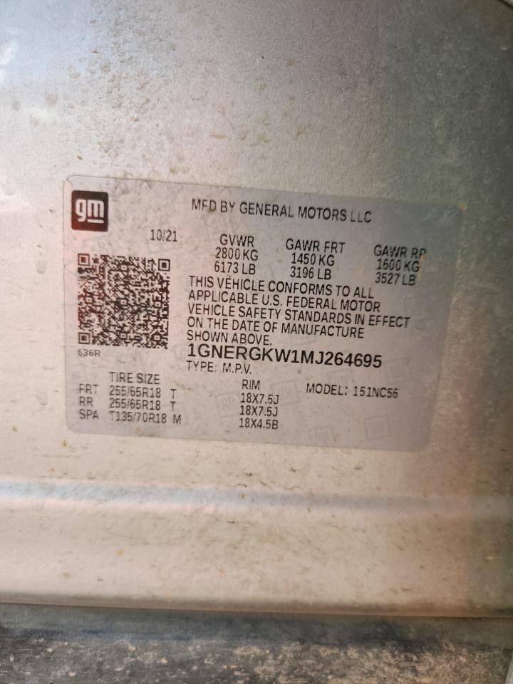 2021 Chevrolet Traverse Lt VIN: 1GNERGKW1MJ264695 Lot: 69791755