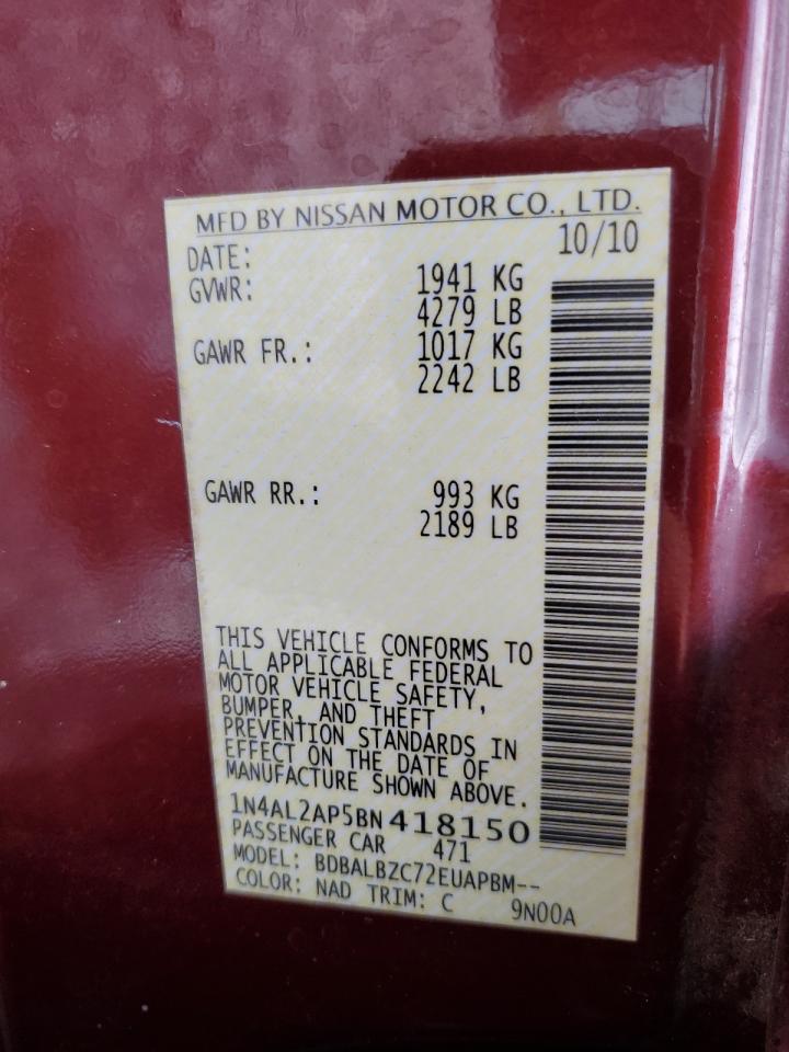 2011 Nissan Altima Base VIN: 1N4AL2AP5BN418150 Lot: 69192925