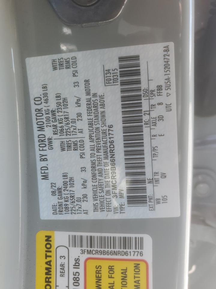 2022 Ford Bronco Sport Big Bend VIN: 3FMCR9B66NRD61776 Lot: 70403695