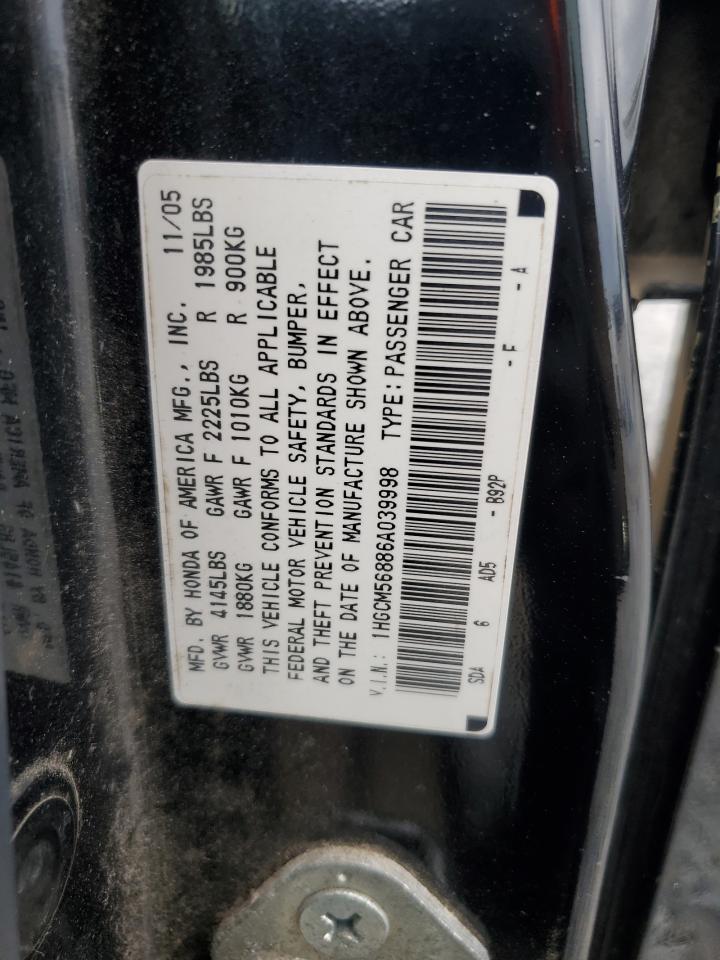 2006 Honda Accord Ex VIN: 1HGCM56886A039998 Lot: 70776515