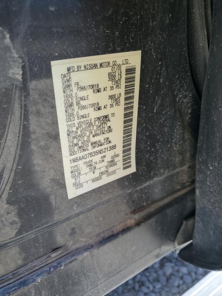 2005 Nissan Titan Xe VIN: 1N6AA07B35N521388 Lot: 84009575