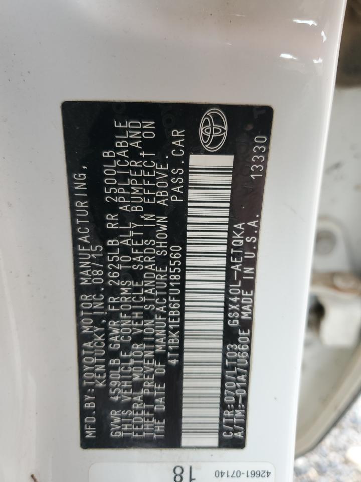 2015 Toyota Avalon Xle VIN: 4T1BK1EB6FU185560 Lot: 67536045