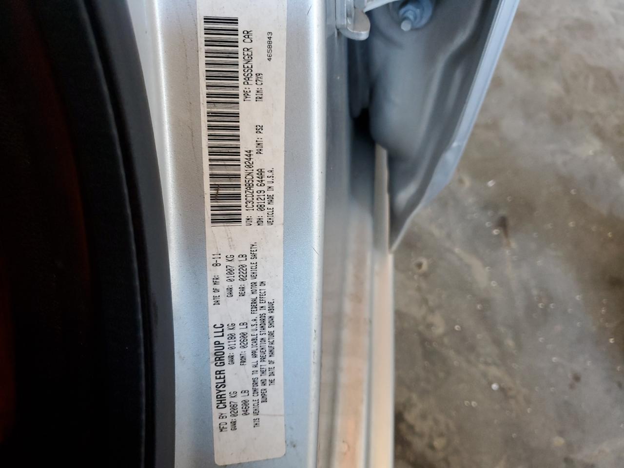 2012 Dodge Avenger Se VIN: 1C3CDZAB5CN102444 Lot: 68218215