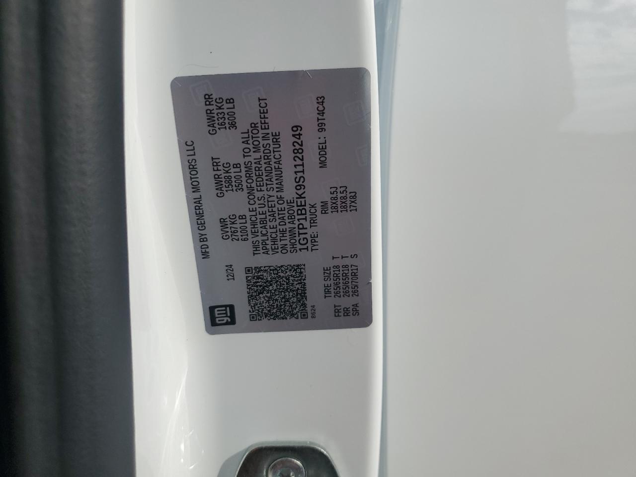 2025 GMC Canyon Elevation VIN: 1GTP1BEK9S1128249 Lot: 69022895