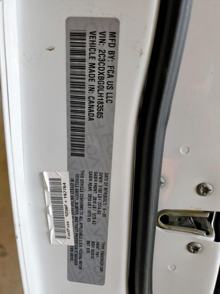 2020 Dodge Charger Sxt VIN: 2C3CDXBG0LH183585 Lot: 70370565