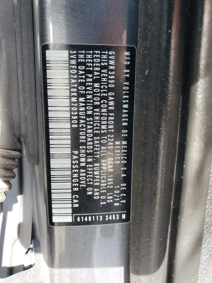 2019 Volkswagen Beetle S VIN: 3VWFD7AT8KM703908 Lot: 68903275