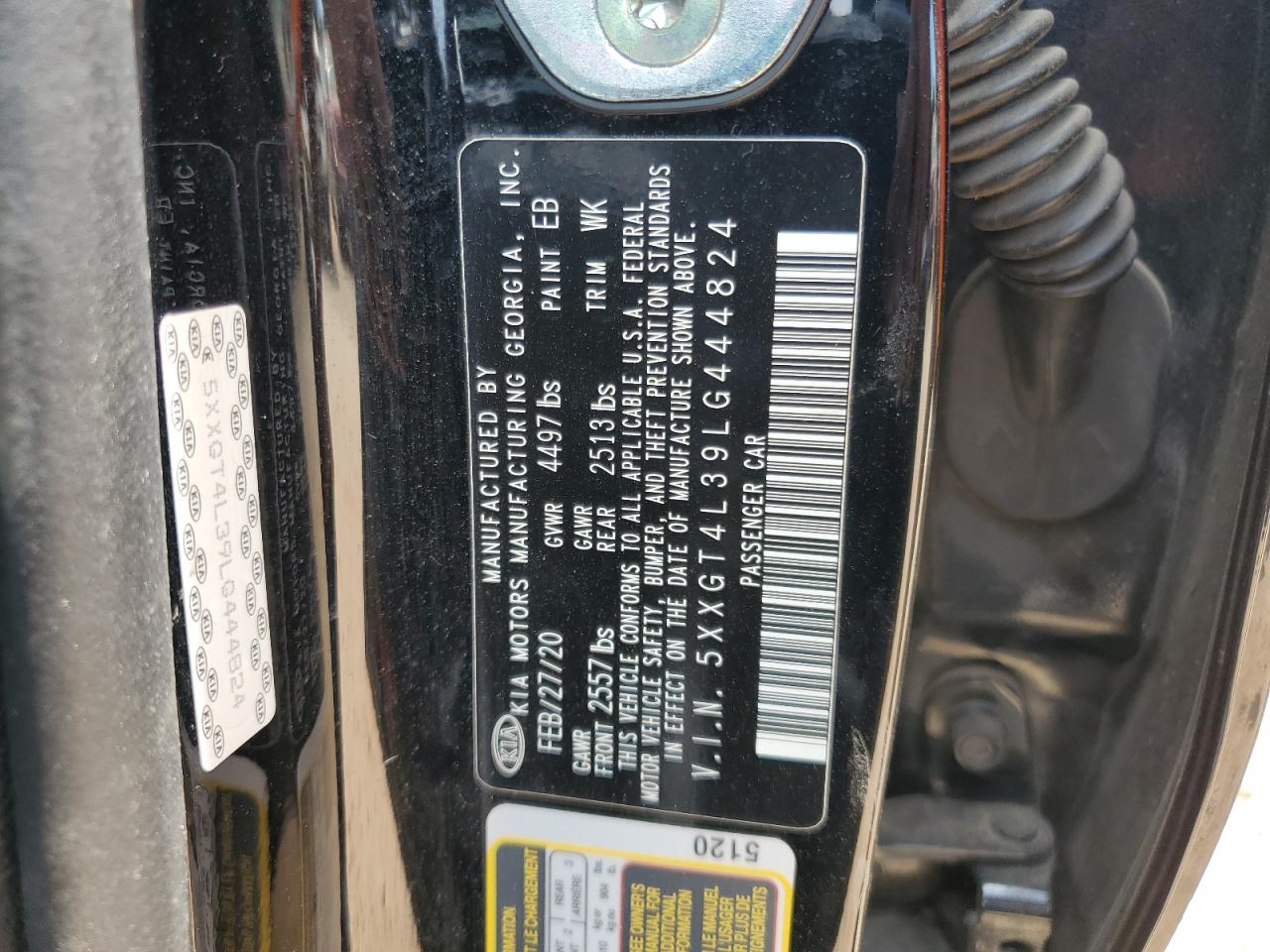 2020 Kia Optima Lx VIN: 5XXGT4L39LG444824 Lot: 68032695
