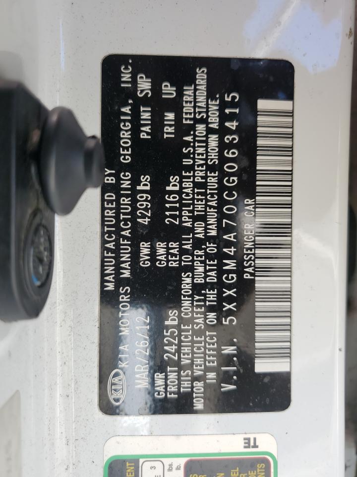 2012 Kia Optima Lx VIN: 5XXGM4A70CG063415 Lot: 67416945