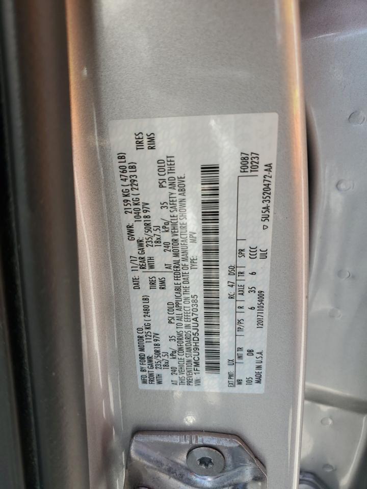 2018 Ford Escape Sel VIN: 1FMCU9HD5JUA70385 Lot: 68838675