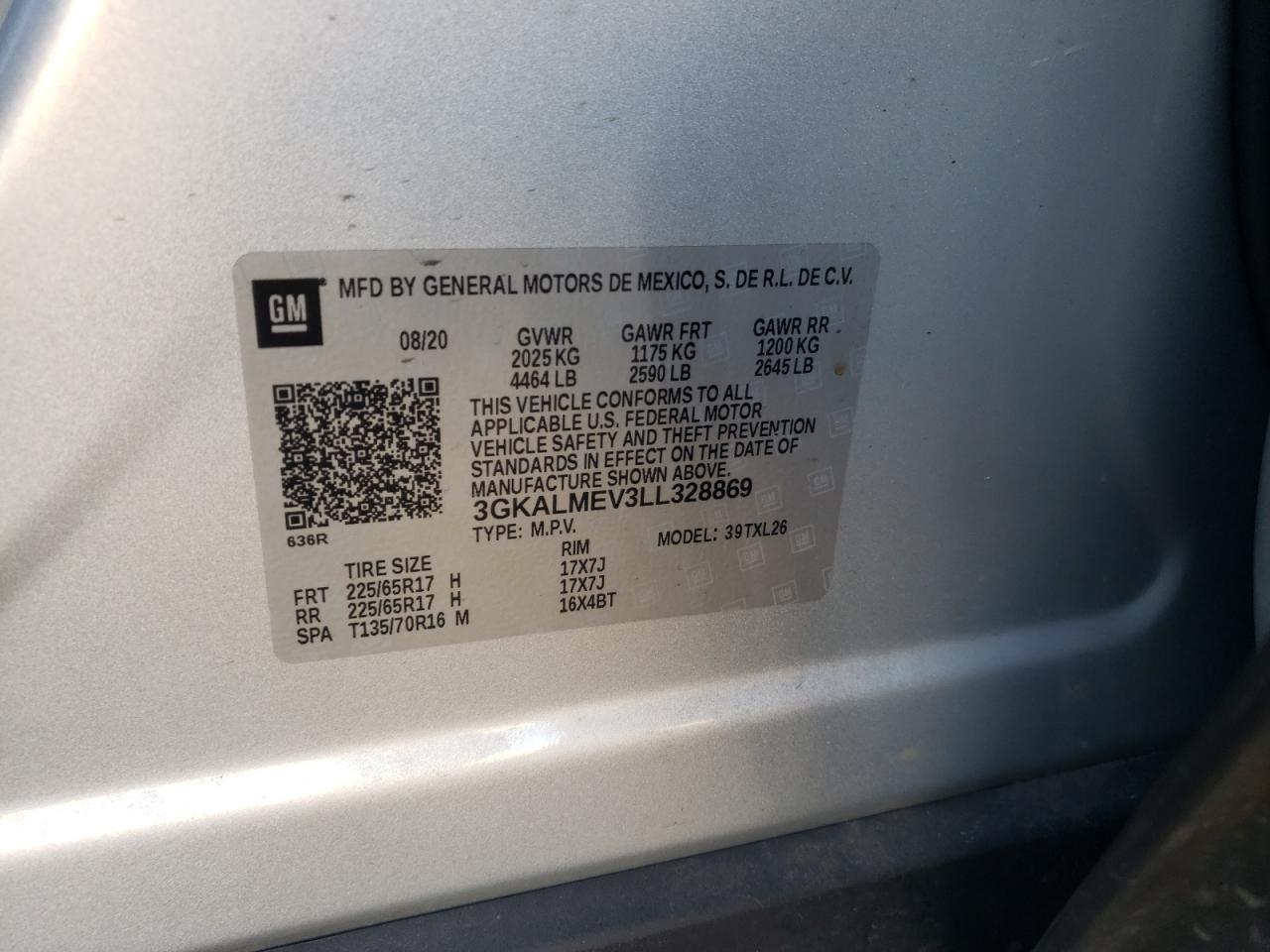 2020 GMC Terrain Sle VIN: 3GKALMEV3LL328869 Lot: 69983955