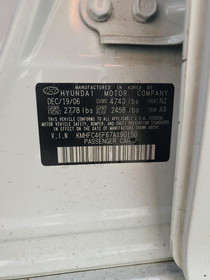 2007 Hyundai Azera Se VIN: KMHFC46F67A190150 Lot: 69630175